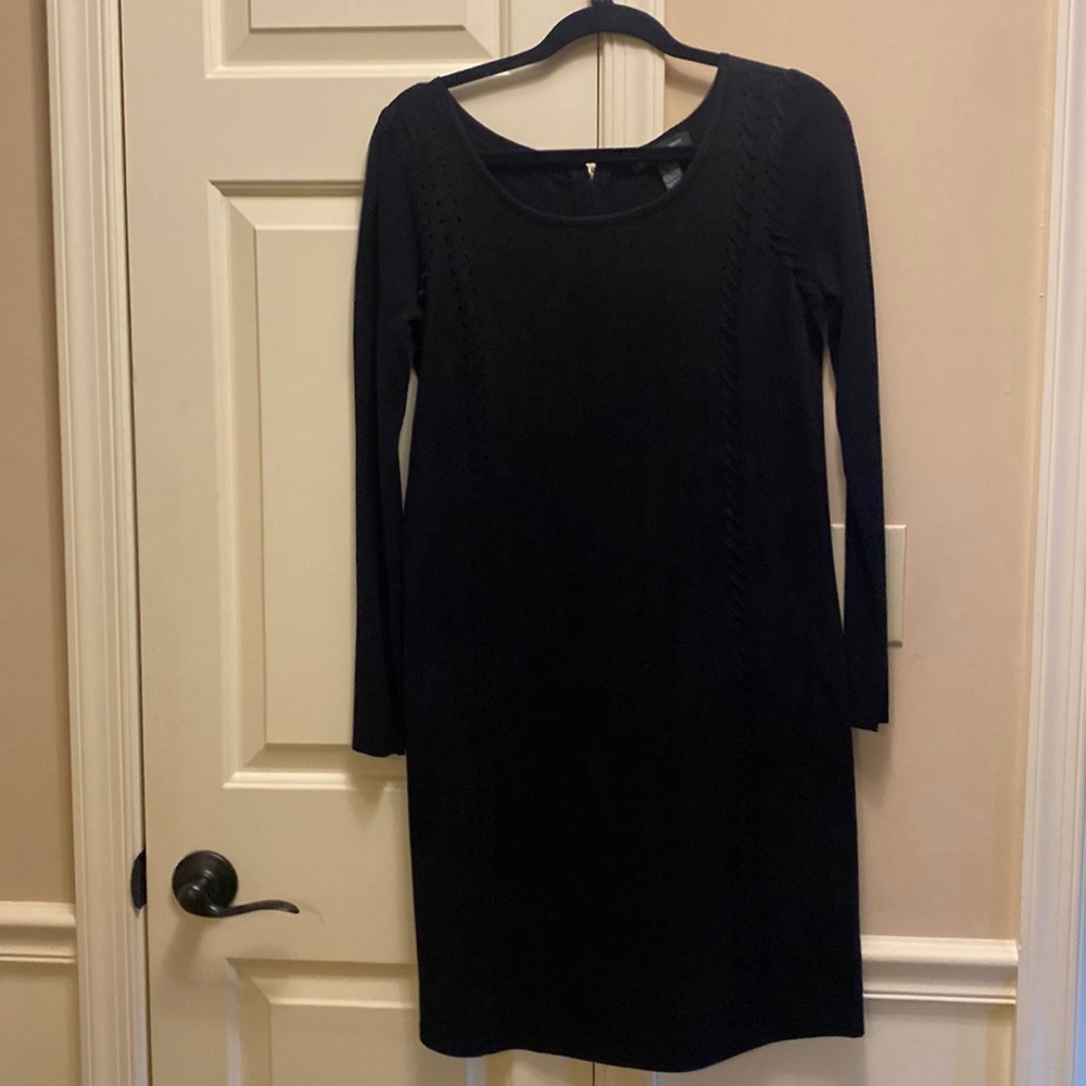INC misses black faux suede shift dress, small, never worn